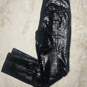 Faux crocodile skin pants